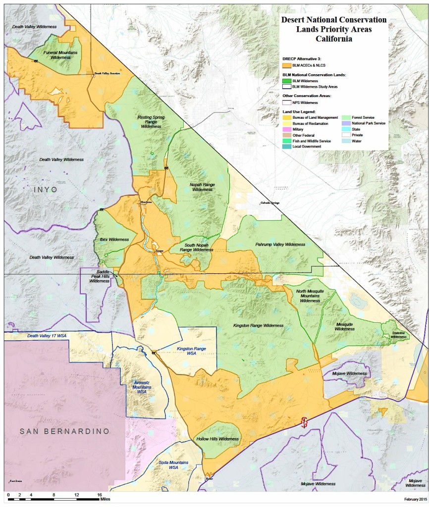 Mapa de las zonas de conservación del desierto de CA Tamarisk Treatment