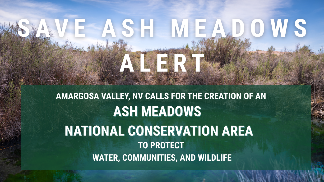 SAVE ASH MEADOWS ALERT — Amargosa Valley, NV calls for creation of Ash Meadows National Conservation Area
